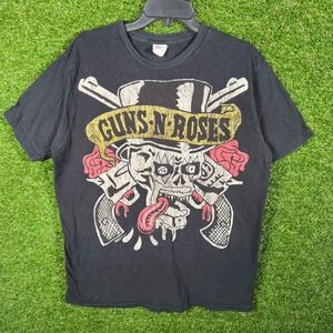 Guns N' Roses 2008 Band T-Shirt Skull Top Hat Jumbo Print Men's Sz X-Large Black